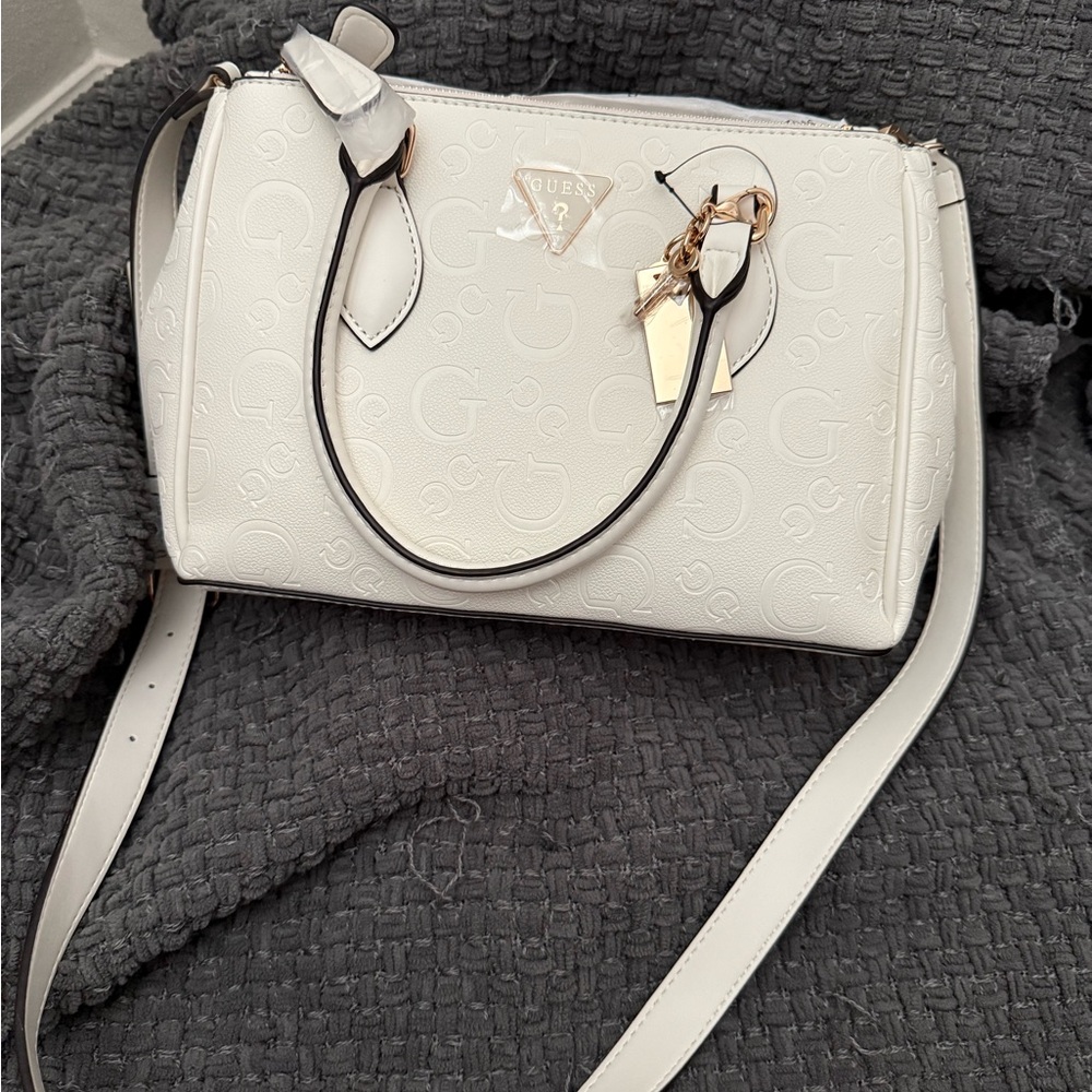 Guess Cream Embossed Crossbody Bag